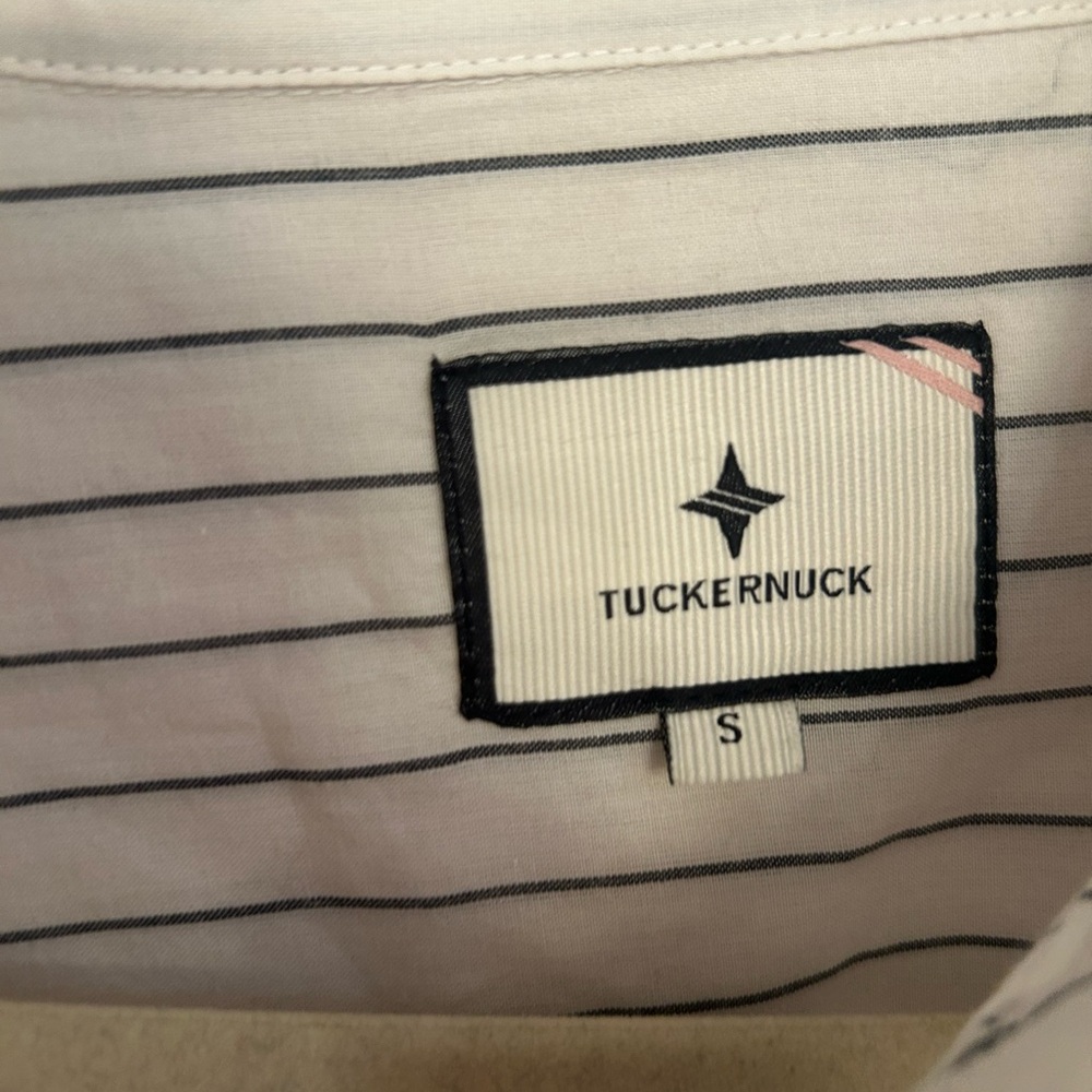 Tuckernuck Pacific Stripe Augustus Shirt Small Cropped Strip, 3/4 Sleeve - Picture 3 of 6